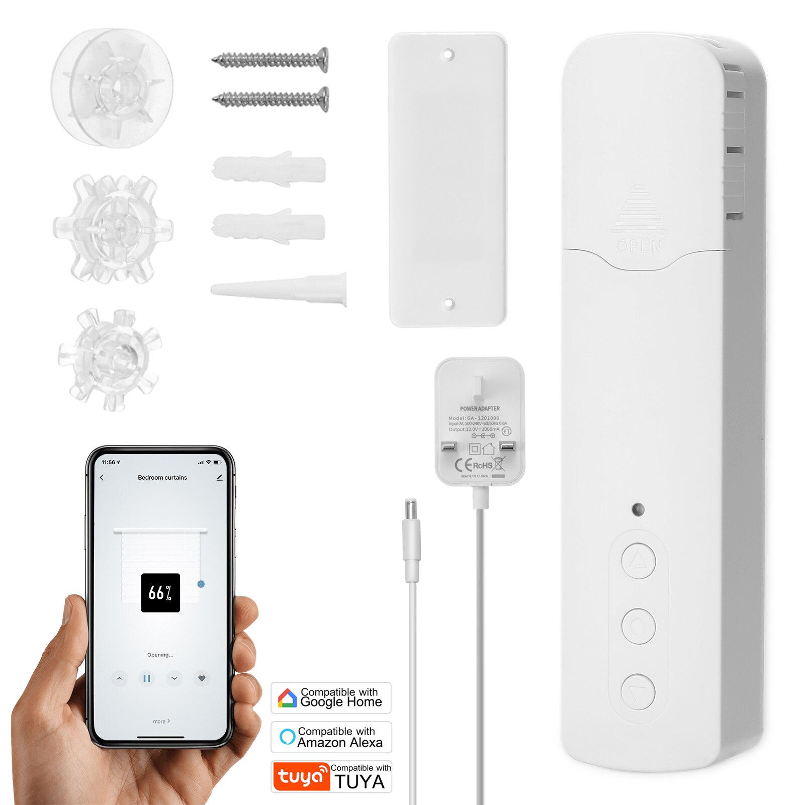 Tuya Wifi Gordijn Motor Intelligente Home Elektrische Gordijn Motoren App Controle Voice Control Rustig Met Alexa Google Thuis: UK PLUG