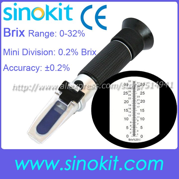 Ce-certificering Brix 0-32% Suiker/Vruchtensap handbediende Refractometer RHB-32ATC