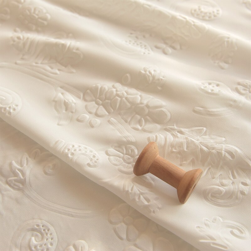 Rijst wit driedimensionale relief elastische chiffon stof diy stof