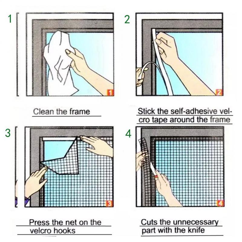 Window Screens Mosquito Netting Flying Curtain Insect Sandfly Anti-Fly Netting Velcro Curtain Mesh Door Screens