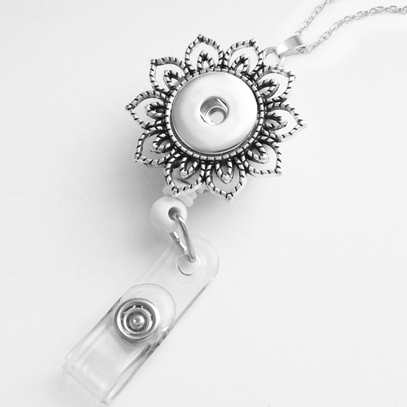 Badge Reel ID holder, retractable badge holder 18mm snap button wing flower jewelry Fishing line NA579