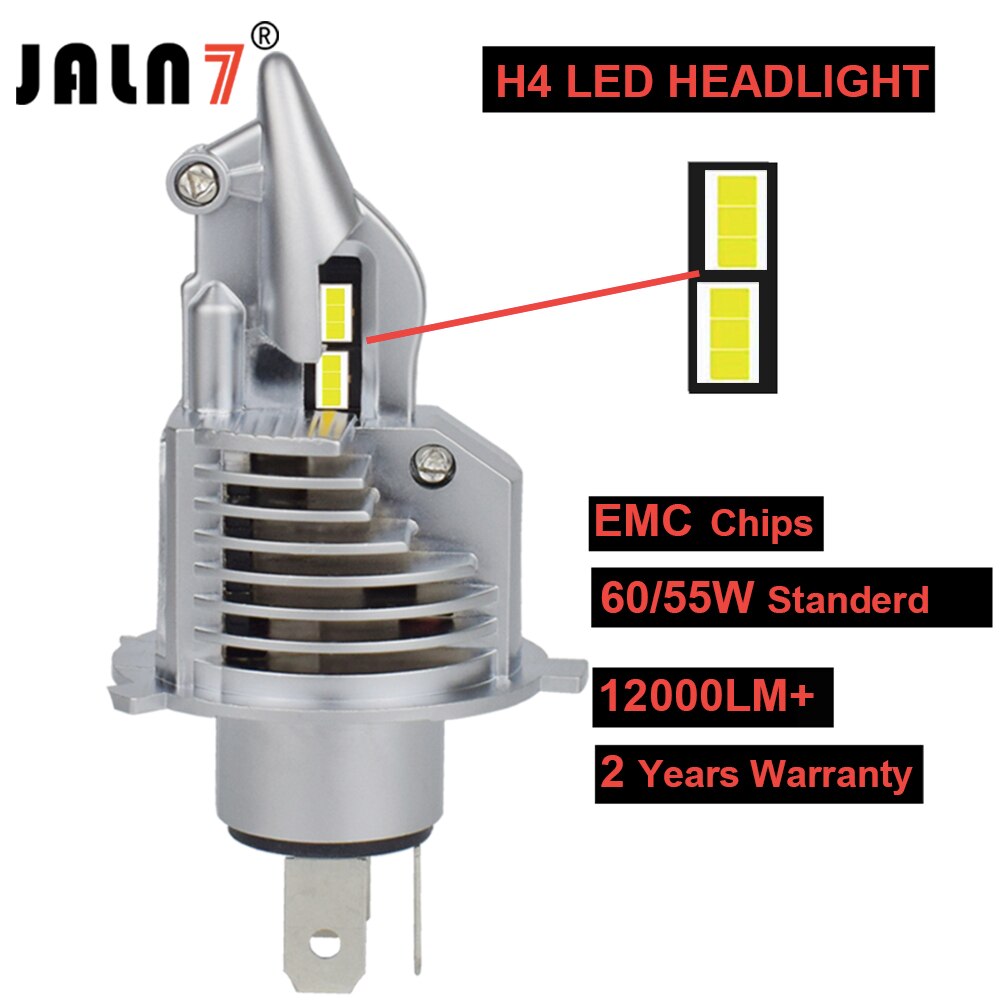 JALN7 Fighter-bombilla de faro LED H4, HS1, HB2, 12V, 60/55W, haz de Hilo, lámpara automática, 6500K, superblanco, amarillo, 3000K