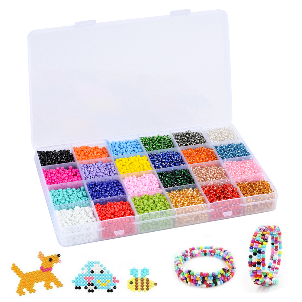 Glassperler til diy armbånd halskjeder nøkkelringer smykker lage kit runde perler sett med eske 3mm 17000 stk/sett