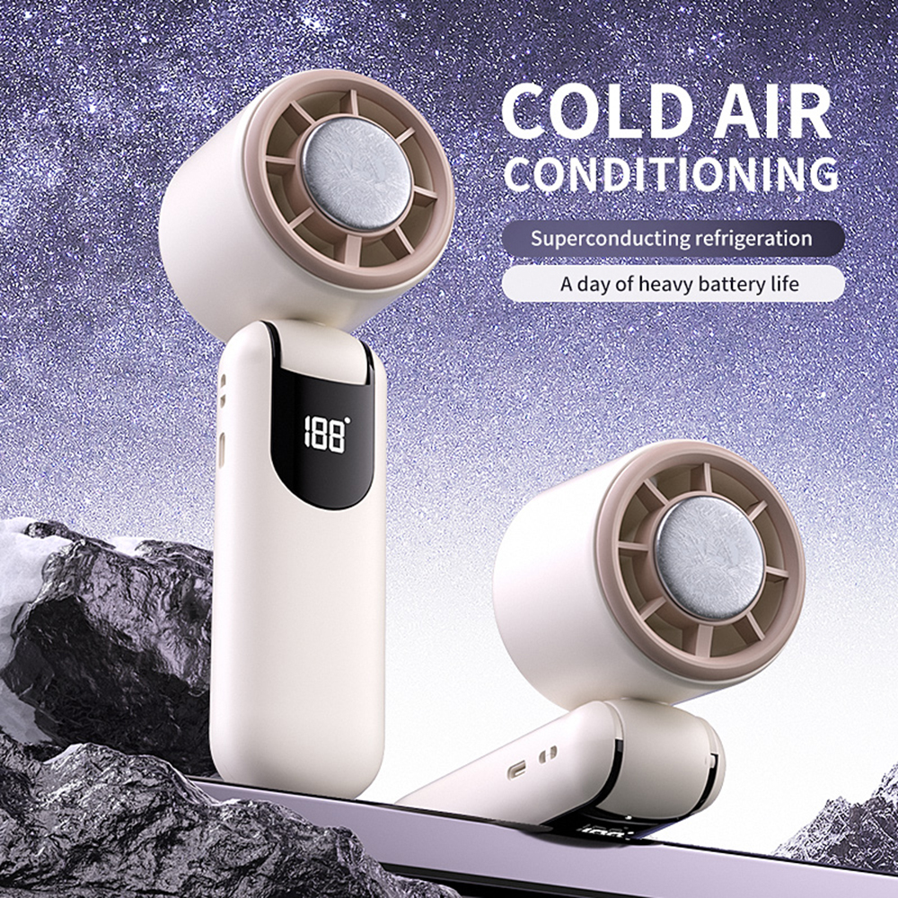 Mini ventilador de refrigeración portátil, ventilador de mano con pantalla LED y linterna, ventilador de refrigeración con batería recargable USB de 100 velocidades y 3000mAh