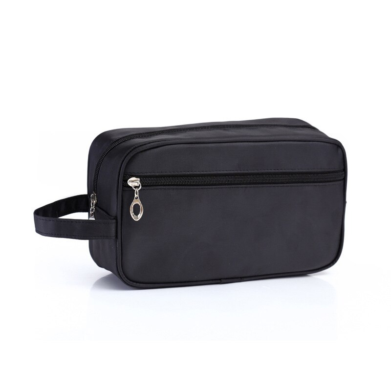 Neue Leinwand Kosmetik Tasche mit Leder Griff Reise Männer Waschen Rasieren Toiletry Lagerung Wasserdichte Wc Veranstalter Tasche Necessaire: Style 2 Black