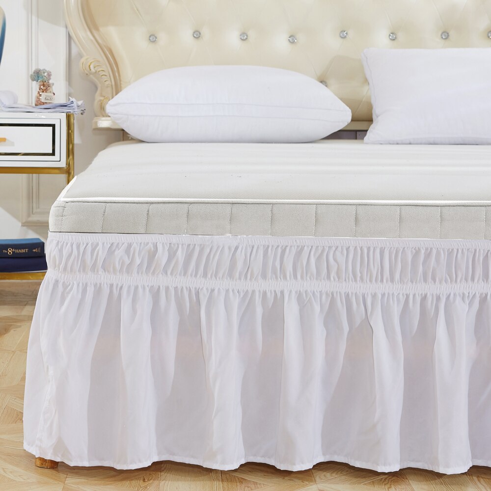 Couleur unie roi jupe lit colchas para cama élastique lit volants lit jupe doux confortable enveloppement autour de la décoloration résistant