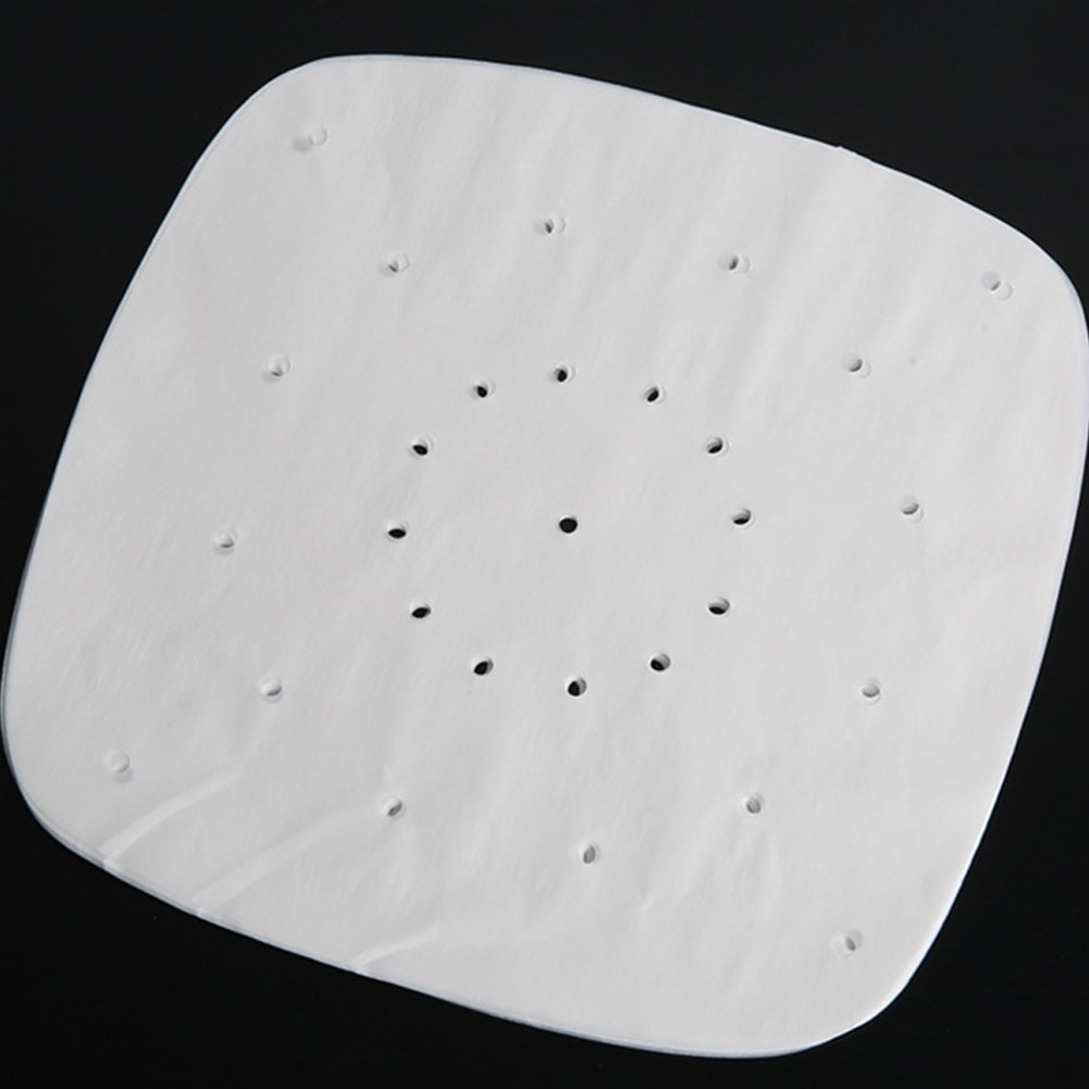 100Pcs 7/8/9 Inch Round Square Non-Stick Air Fryer Liners Paper Disposable Steamer Mat Baking Sheets Perforated Parchment Paper