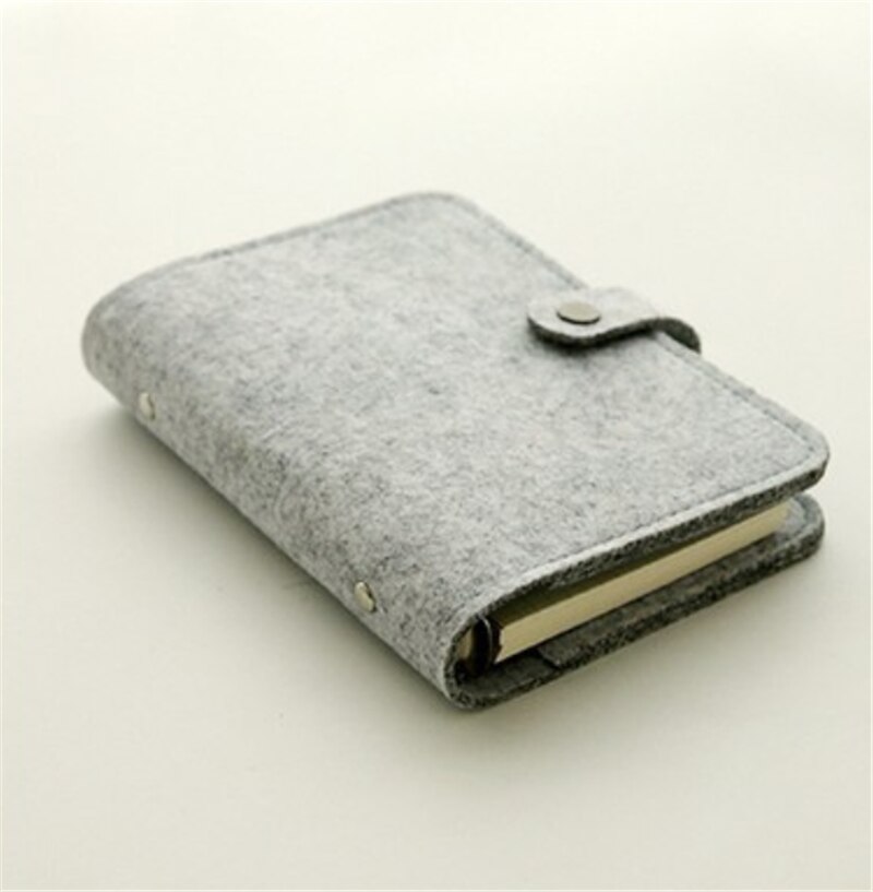 A5 A6 Felt Shell Fabric Notebook Paper Planner Inner Page Ring Binder Stationery Traveler Journal Loose Leaf Notebook: Light gray / A6