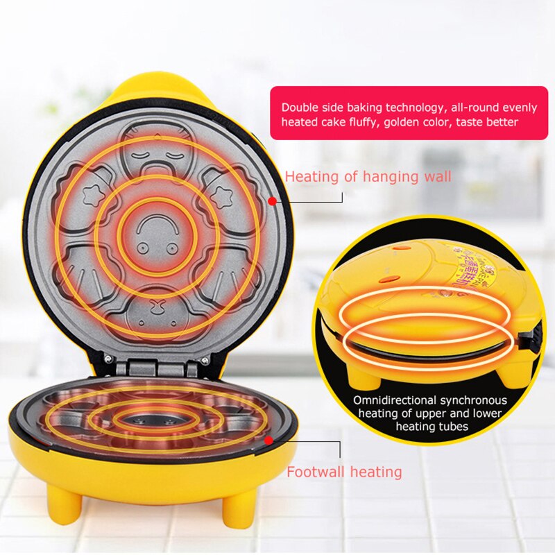 Household Mini Electric Cake Maker Non-stick Bubble Egg Cake Oven Breakfast Waffle Bread Machine Double-sided Baking Machine
