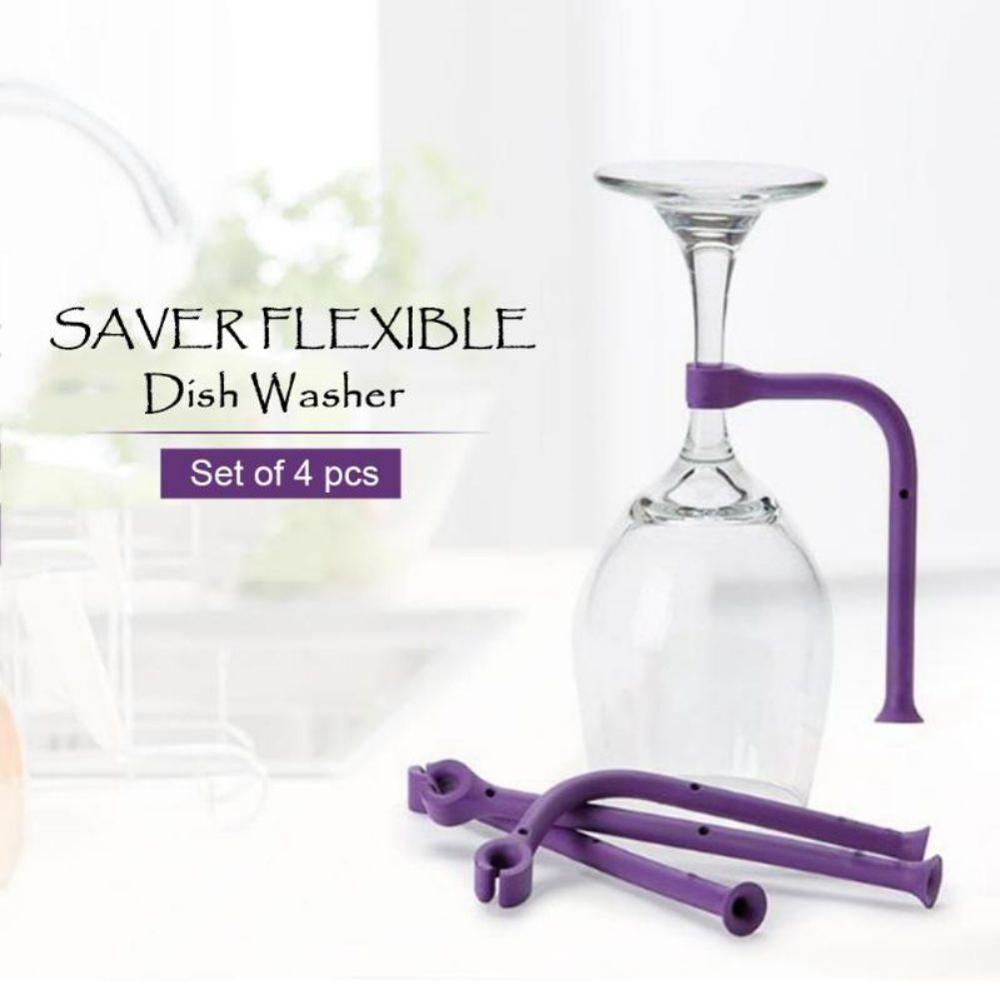 4pcs Wine Glass Rack Flexible Silicone Goblet Holder Dishwasher Bracket Stemware Holder Fixed Holder Bar Kitchen Tool