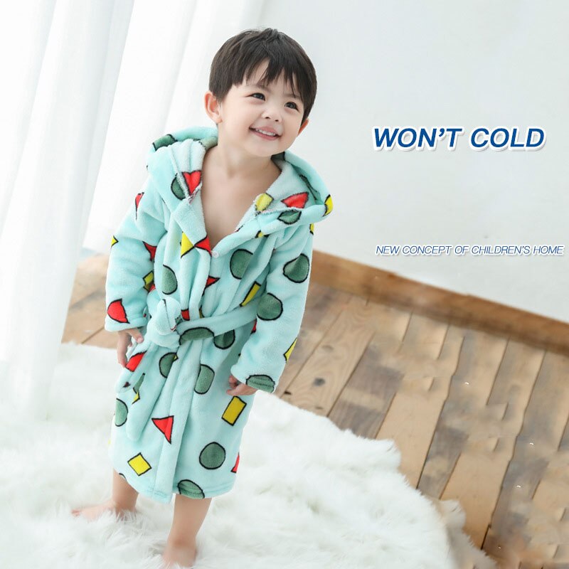 Flannel Kids Robes Children Bathrobe Baby Boy Bath Robe Hooded Bathrobes For Girls Pyjamas Baby Nightgown Kid Sleepwear