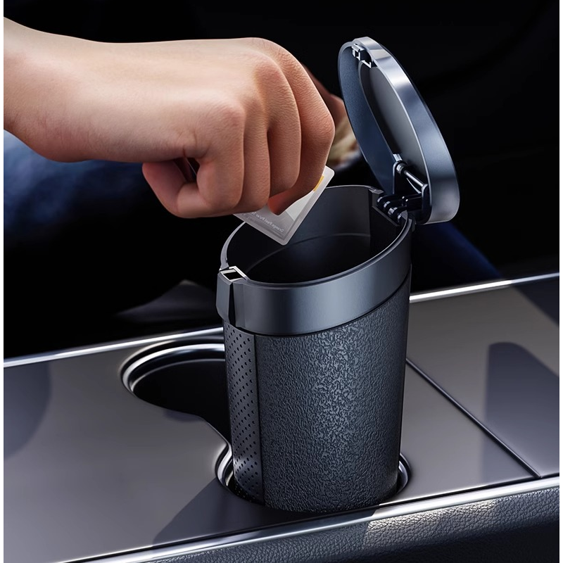 Lixeira de carro com tampa portátil, lixeira de carro, suporte de copo, lata de lixo, 2 peças, à prova de vazamento, lata de lixo de veículo, 1 peça