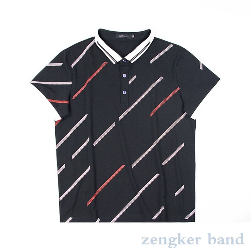 Tamanho grande camisa de lapela de manga curta masculina cara gordo verão polo solto listra masculina camisa polo 140kg
