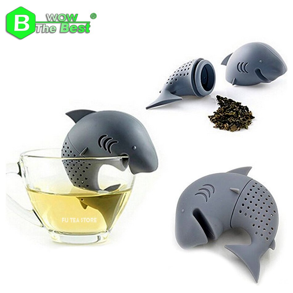 Cute Silicone Shark tea infuser Leaf Strainer Herbal Spice Filter Diffuser Filter Teapot Teabags for Tea & Coffee Drinkware