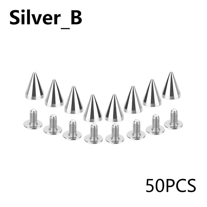 20/50/100 Sets Hardware Accessories Leathercraft DIY Bag Studs Spike Rivets Metal Decorative 7X10MM: silver-B