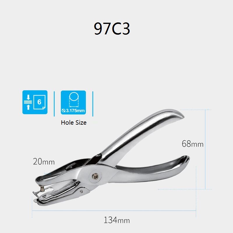 1/8 Inch Hole Punch Simple Manual Hand Punch; 6 Sheet Punch Capacity School Stationery No.97C3
