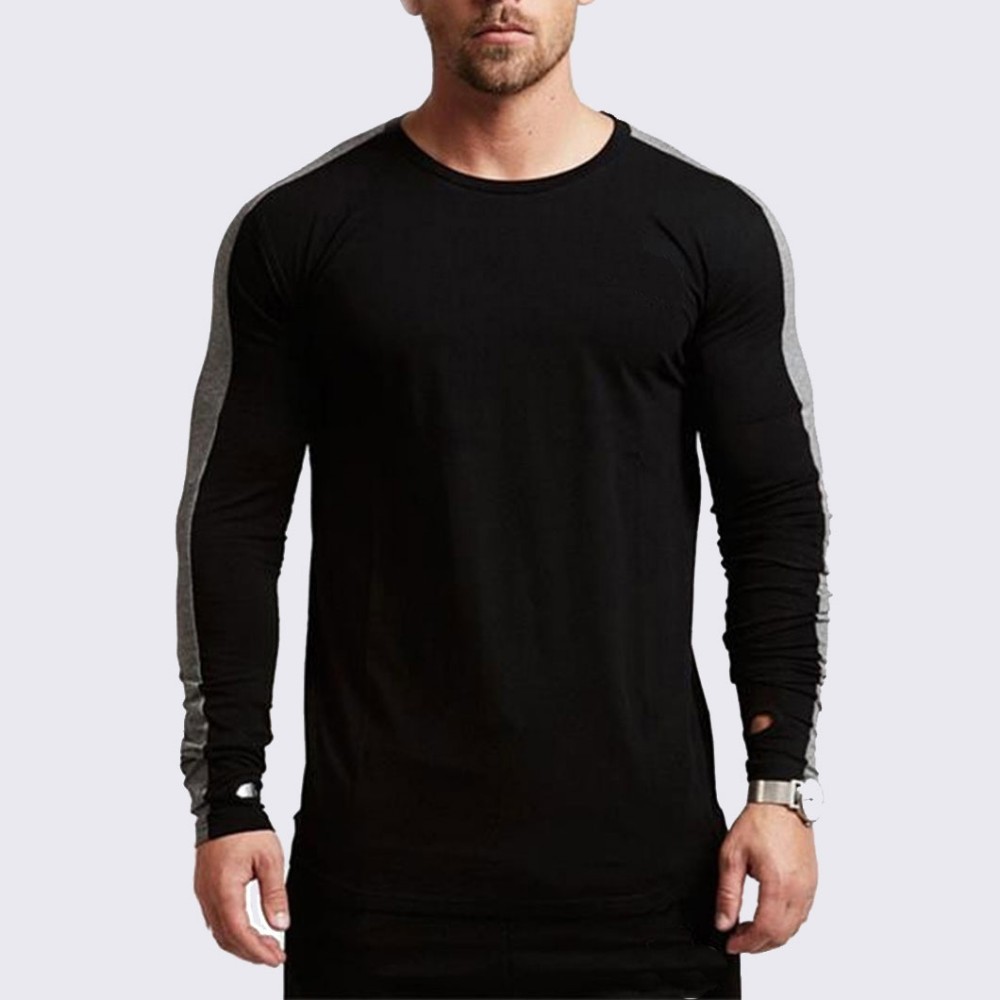 Moomphya streetwear side stripe herre t-skjorte tommelhull mansjetter t-skjorte menn hip hop t-skjorte morsomme t-skjorter slim fit t-skjorte homme