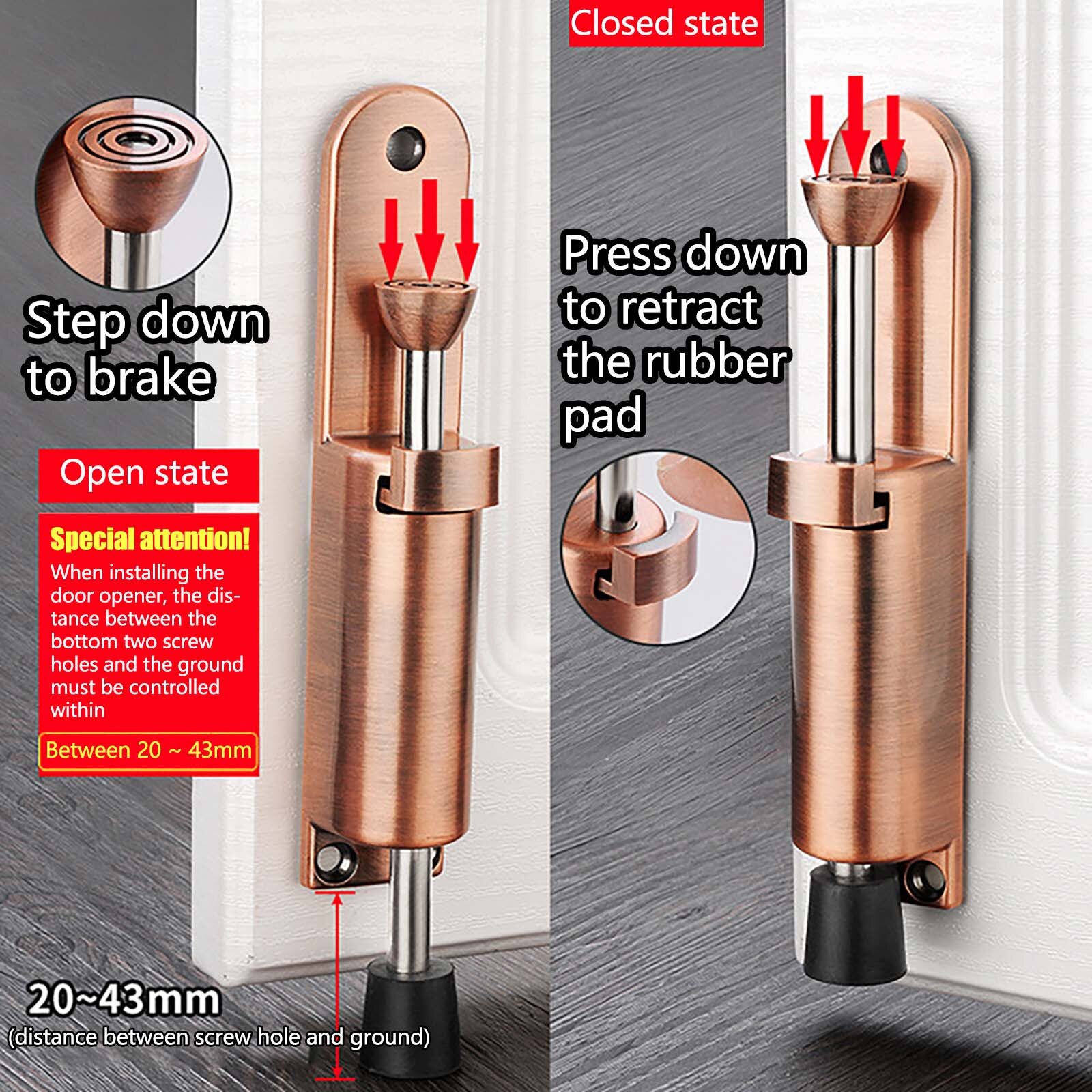 Kickdown Door Stops Foot-operated Lever Adjustable Kickdown Bronze Door Holder Door Stop Hardware Door Buffer Fittings