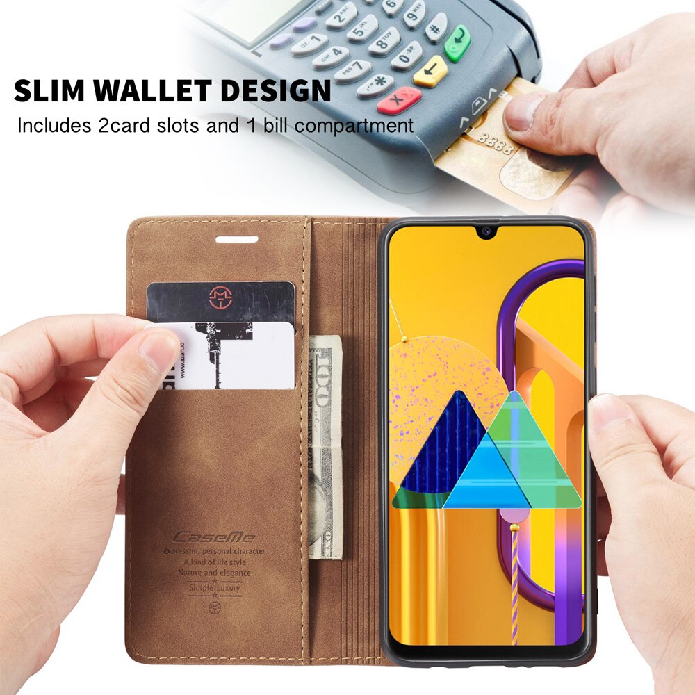 Magnetische Wallet Leather Flip Case Voor Samsung Galaxy M30S M21 Retro Coque Boek Matte Cover
