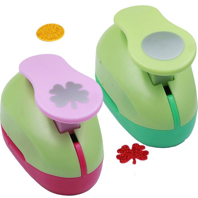 2pcs(2.5cm) circle and square shape craft punch set Punch Craft Scrapbooking school Paper Puncher eva hole punch: Circle 4 Leaf