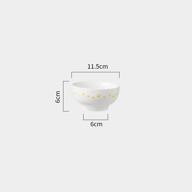 Ceramic Embossed Daisy Dinner Set Plate And Dishes Household Soup Bake Bowl Crockery Tableware: 4.75inch bowl