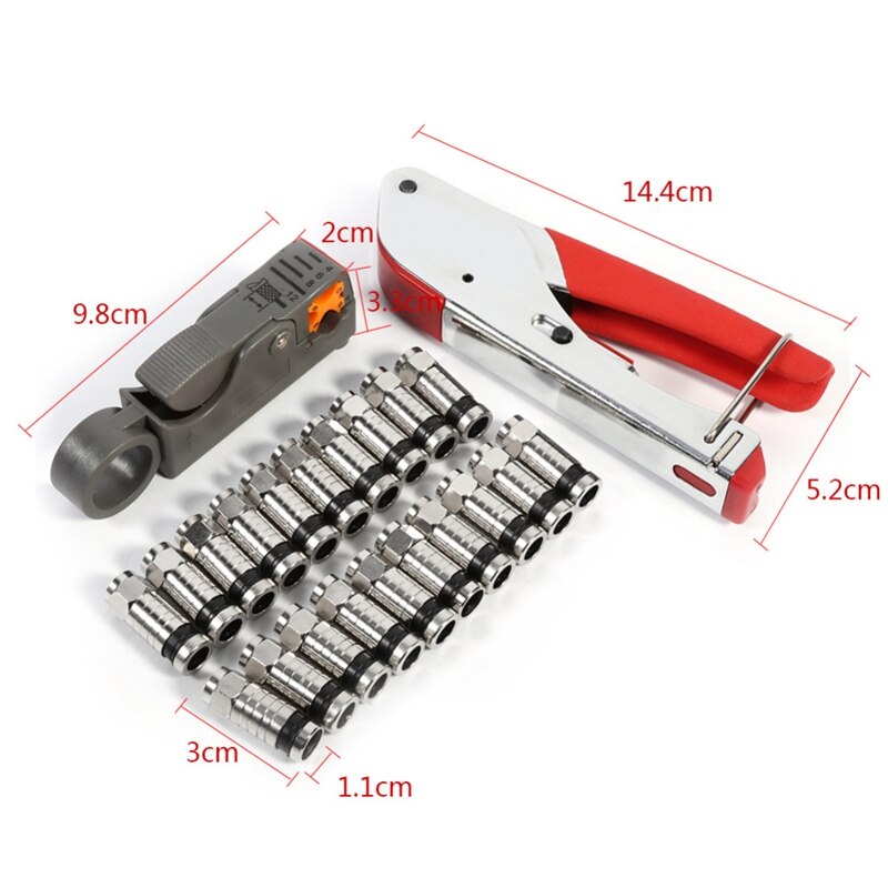 F-type connector krimptangset voor  rg58 rg59 rg6 kabelstrippers coaxiale krimpset