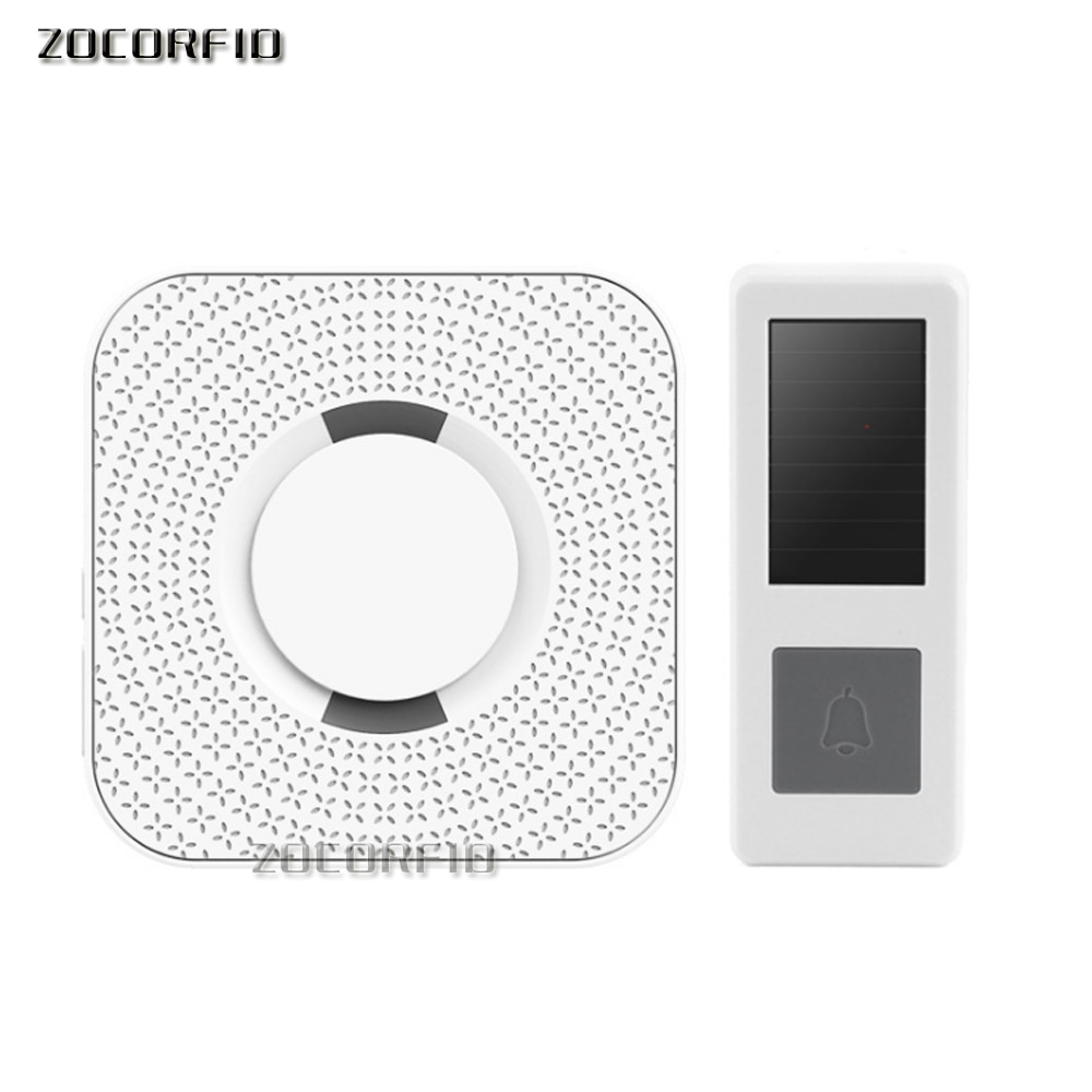 300M range Solar power Wireless Doorbell with AC220V Plug 52 Melody White Waterproof Door bell