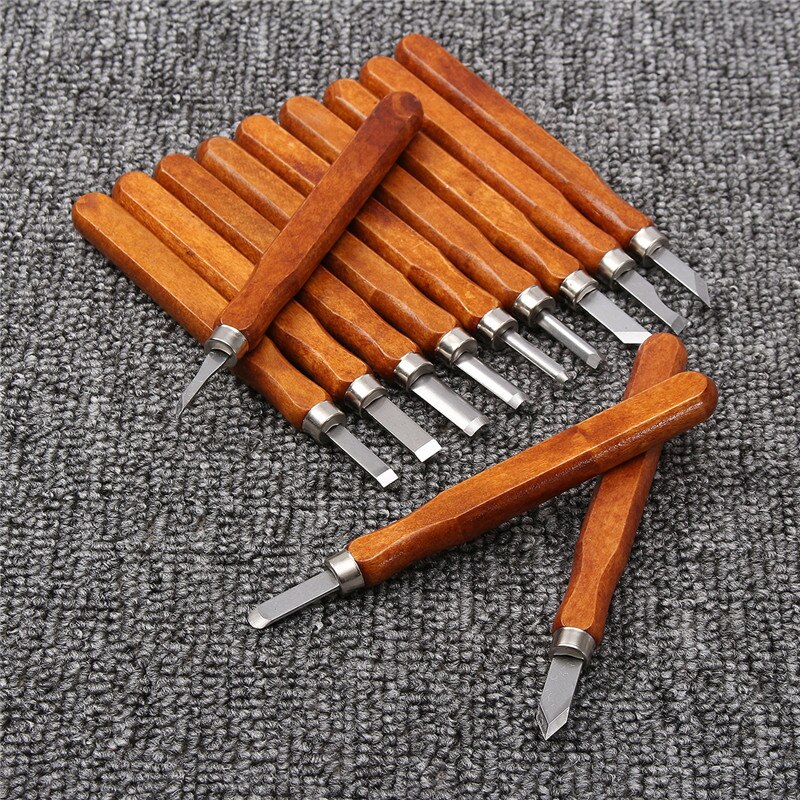 12PCS Steel Wood Carving Tool Leather Hand Chisel Tool Woodworking Gouges For Home DIY Leathercraft Craft Tool Sets