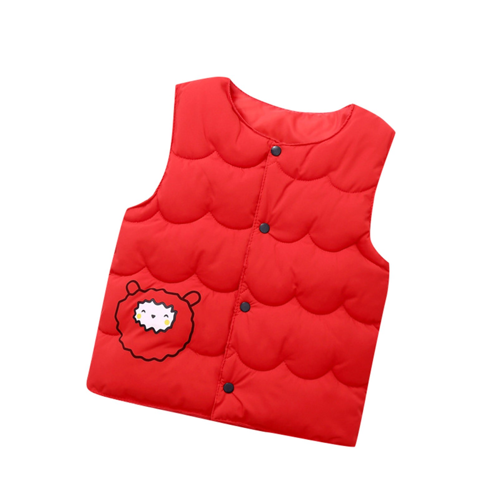Peuter Mouwloze Vest Baby Meisjes Winter Toevallige Knoppen Katoen Cartoon O-hals Winddicht Jas Warm Kids Kleding: RD / 4-5 Years