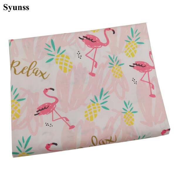 Syunss Diy Patchwork Doek Voor Quilten Wiegen Kussens Jurk Naaien Tissus Blauw Roze Flamingo Gedrukt Katoen Stof Tecido: pink / 50x50 cm