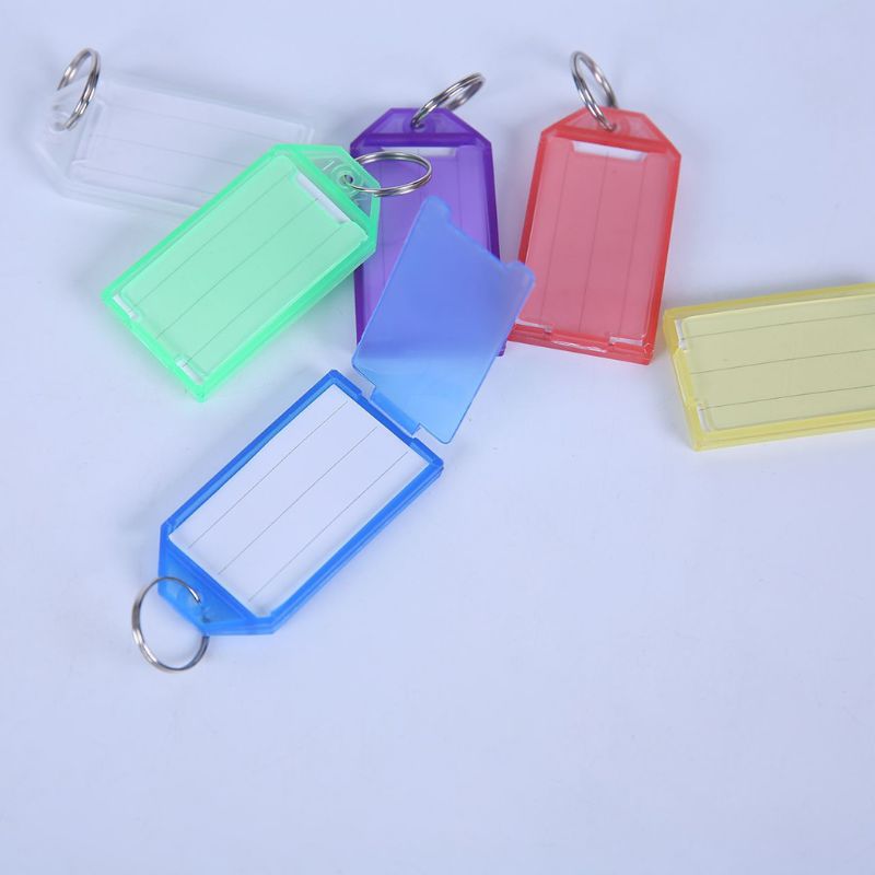 20Pcs Tough Plastic Key Tags Met Split Ring Label Venster Diverse Kleuren