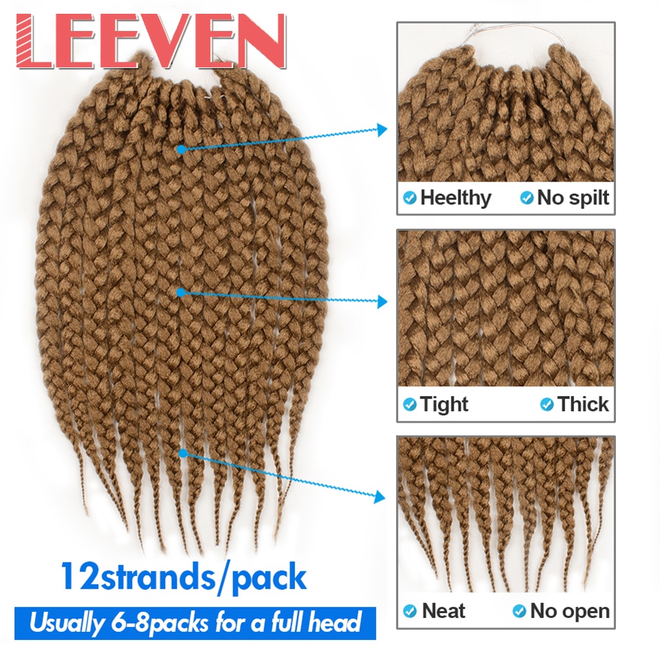 Leeven 3 S Kasten Zöpfe Häkeln haar Synthetische flechten Haar 14 ''12 stränge Schwarz Braun Twist Haar-erweiterungen 6 Stck