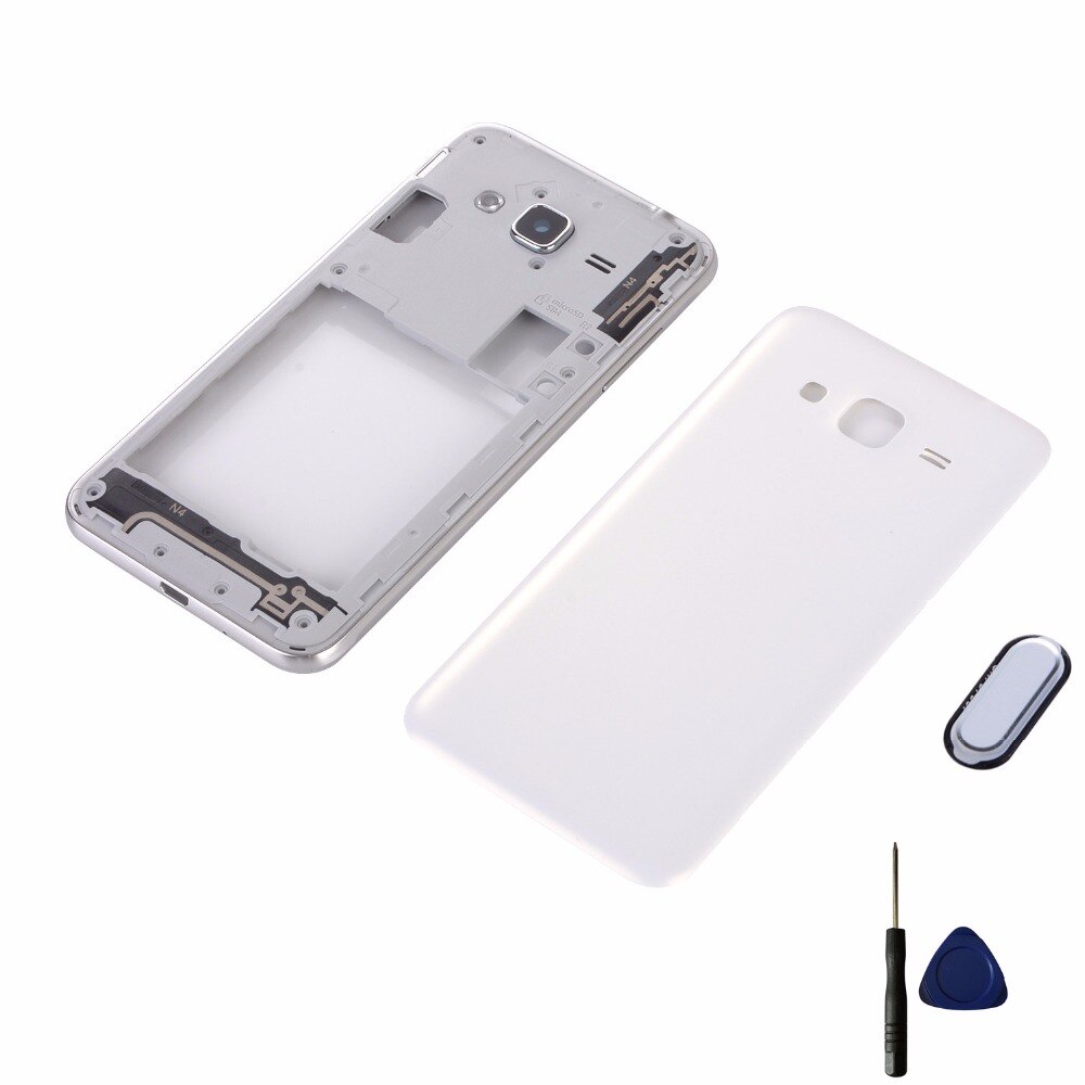 Voor Samsung Galaxy J3 J320 J320F J320H J320FD Behuizing Midden Frame Cover + Batterij Achterkant + Home Knop terug Toetsenbord + Gereedschap