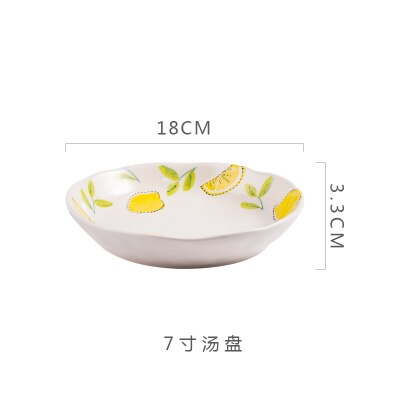 Original Hand-painted Ceramic Household Round Plate Western Steak Dish Flat Plate Pasta Dish Soup Plate Rice Fish Plate: 7-Inch Rice plate
