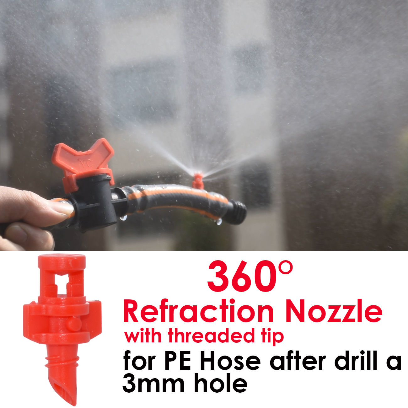 20PCS 90/180/360 Degree Angle Simple Refraction Nozzle Sprinkler Head Thread Connection Garden Tree Irrigation Mist Sprayer