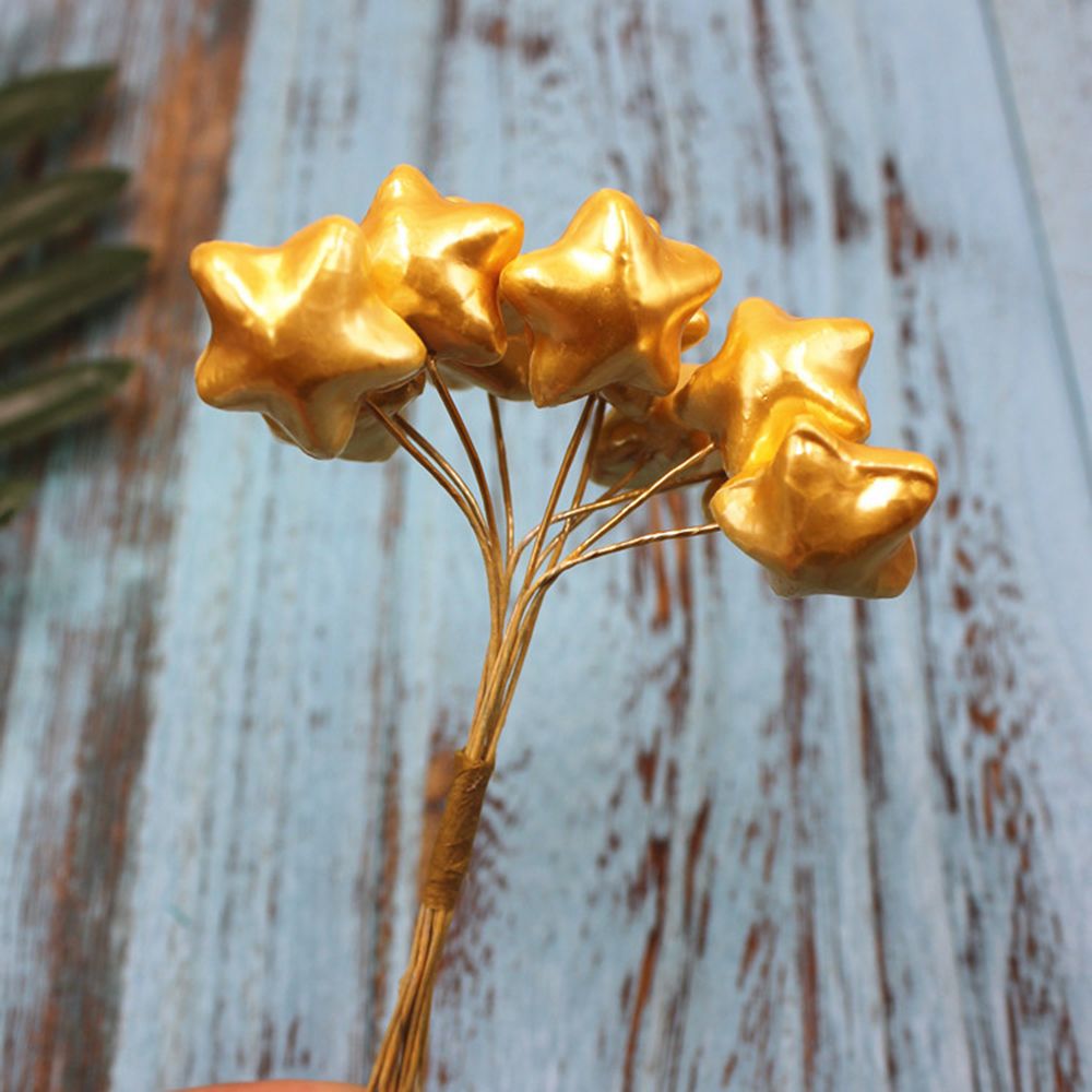 10 stk perlefarve lille ballon kærlighed stjerne kage topper stik dessert bord dekoration flerfarvet chic trendy kage flag kage indretning: Guldstjerne