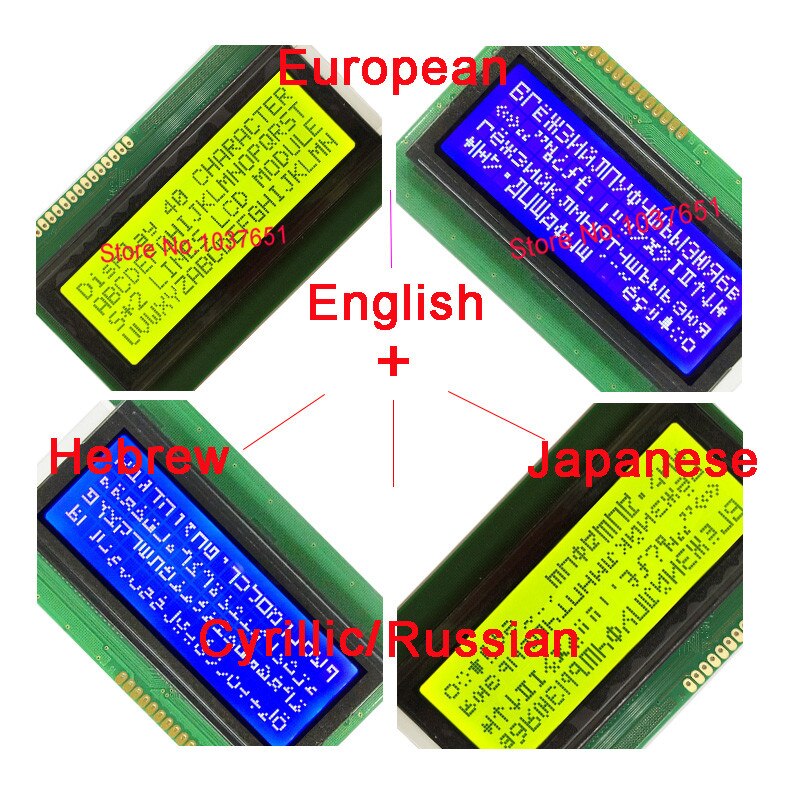 2pcs LCD display 2004 20*4 character module green with Russian cyrillic font Language