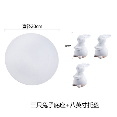 Plato de cena de cerámica para 3 conejos, soporte de postre de boda, plato de postre para el hogar, plato de pastelería, vajilla para restaurante y Hotel: B