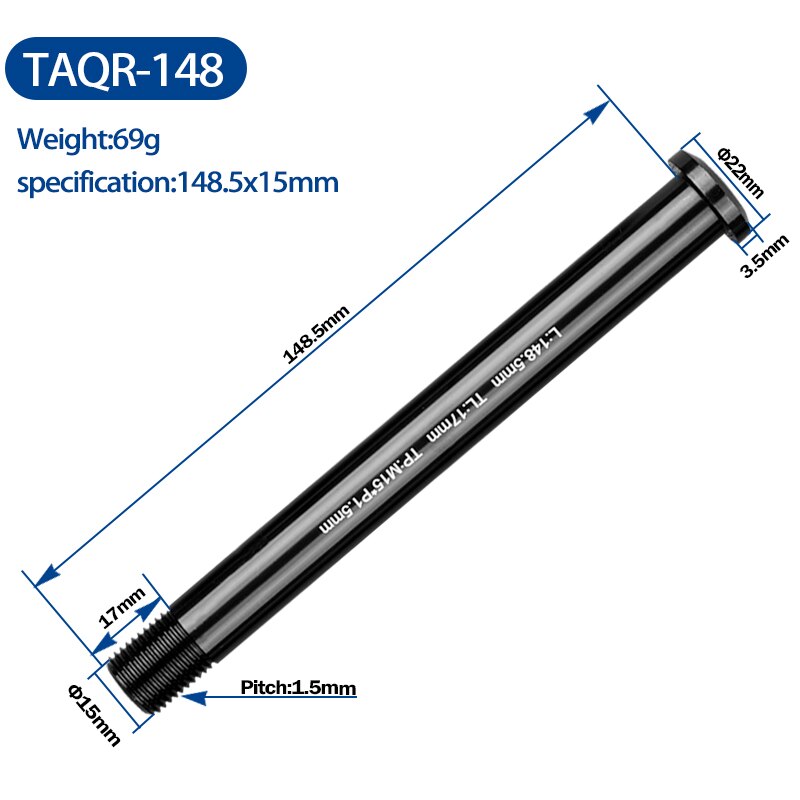 Spiedini a sgancio rapido per asse passante per bicicletta MTB Road Bike perno passante diametro 12/15mm telaio forcella parti perno passante leva a sgancio rapido: TAQR-148 15mm