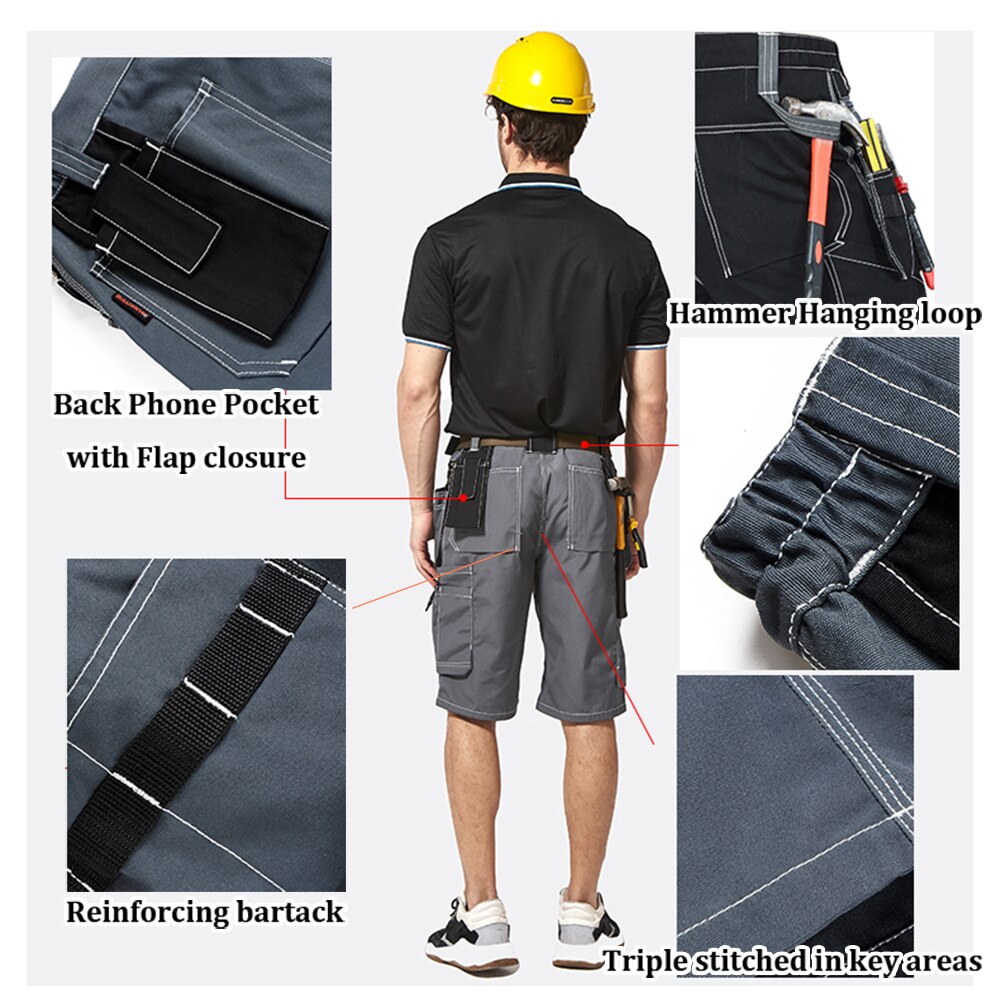 Summer Work Shorts For Men Utility Pockets Work Pants Workwear Trousers