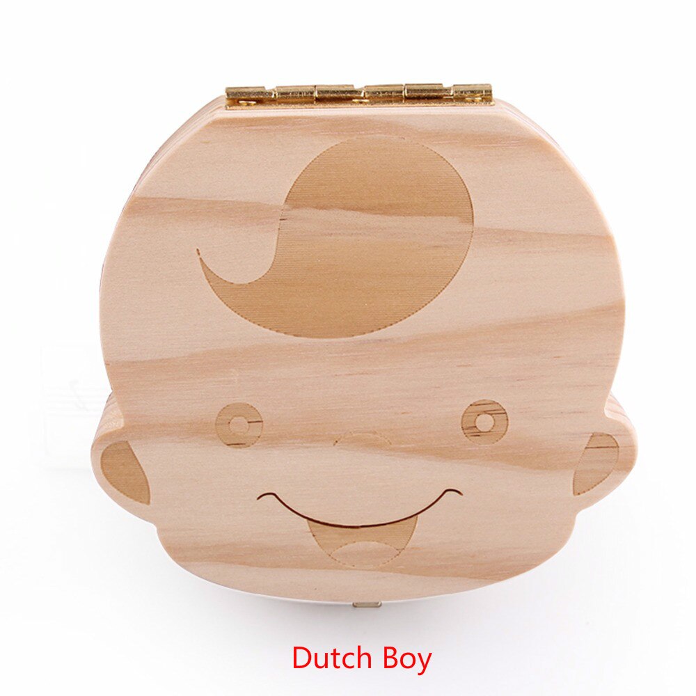 Tand Doos Engels Spaans Tekst Baby Jongen Meisje Fallen Opslag Natuurlijke Hout Case Besparen Melk Tanden Collection Organizer Houder: Dutch Boy