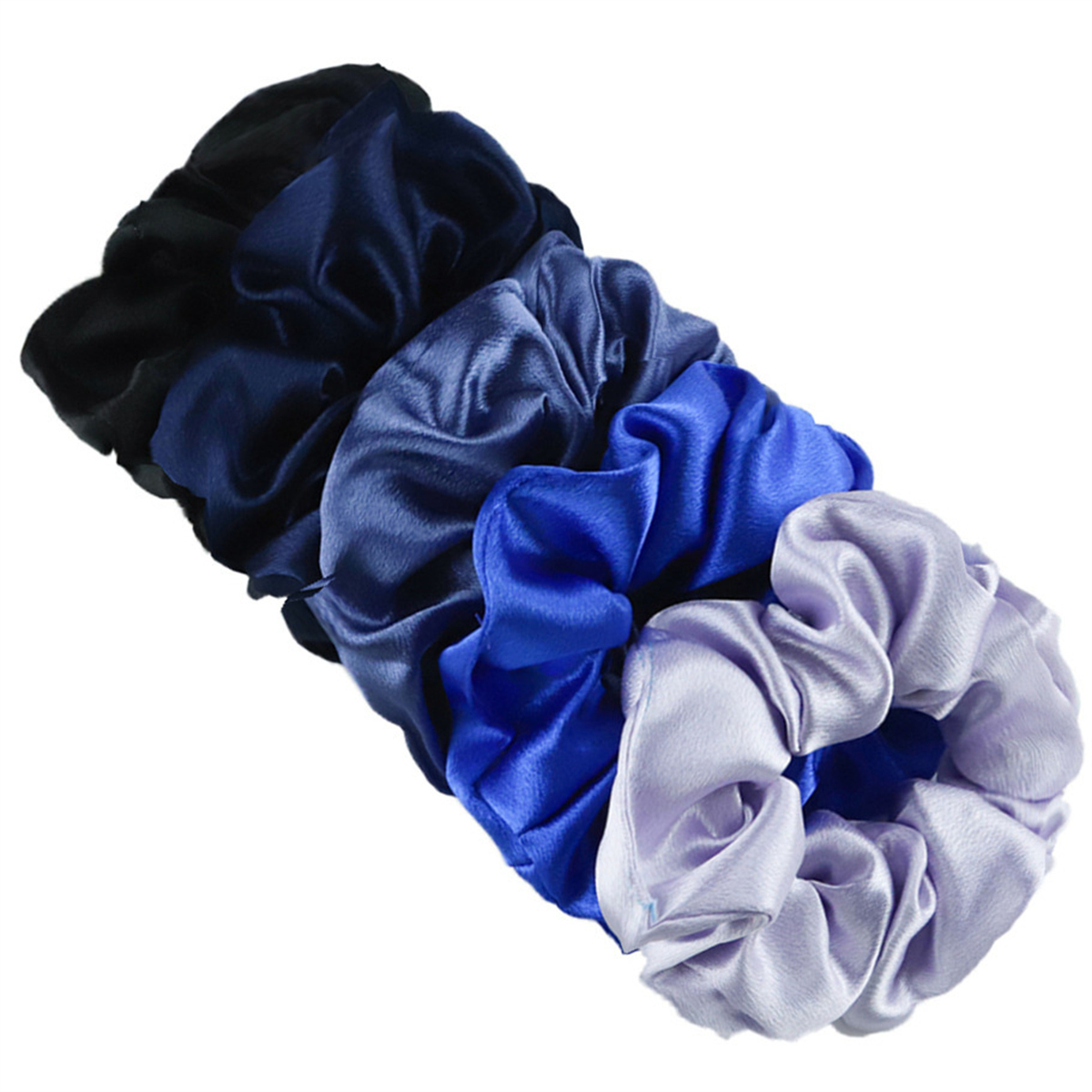 10/5 pz/lotto Accessori Donne Ragazze Raso di Seta Nastri per Capelli Solido Elastico Elegante Elastico Copricapi Titolare Scrunchy Nero