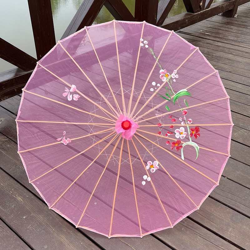 Transparent Silk Umbrella Dance Craft Umbrella Photography Decoration Ceiling Ancient Costume Prop Umbrella Women Hanfu Cosplay: Pink