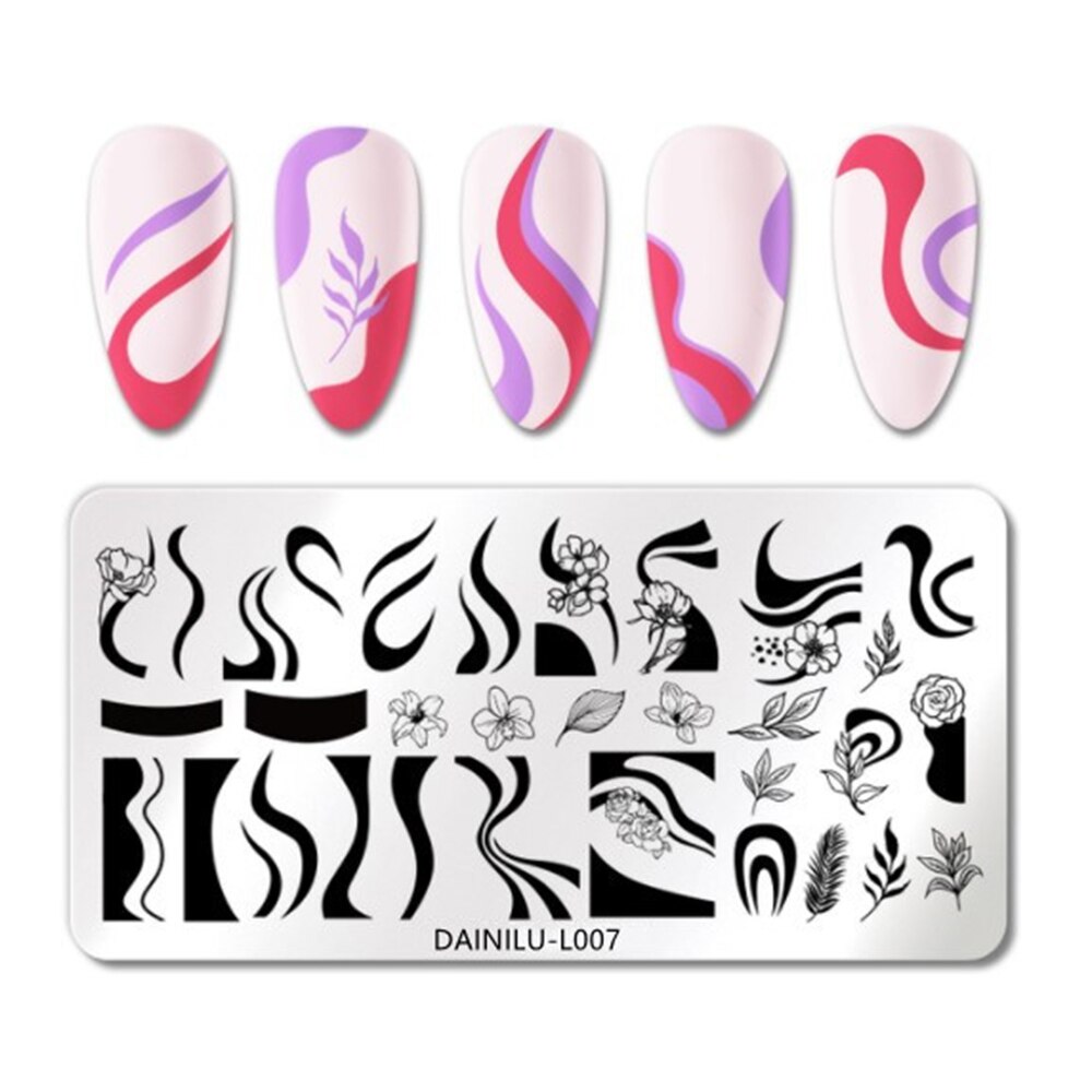Geometrische Patroon Nagel Stempelen Plaat Nail Art Image Tekening Platen Stamper Schilderen Tool Rvs Dieren Foto &#39;S