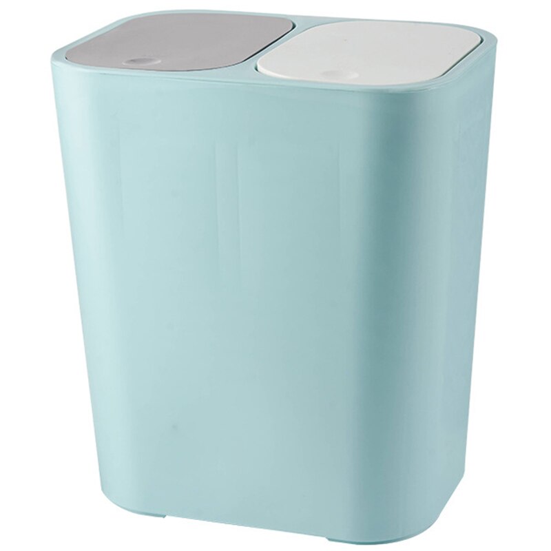 Trash Can Rectangle Plastic Push-Button Dual Compartment 12 Liter Recycling Waste Bin Garbage Can-Blue: Default Title