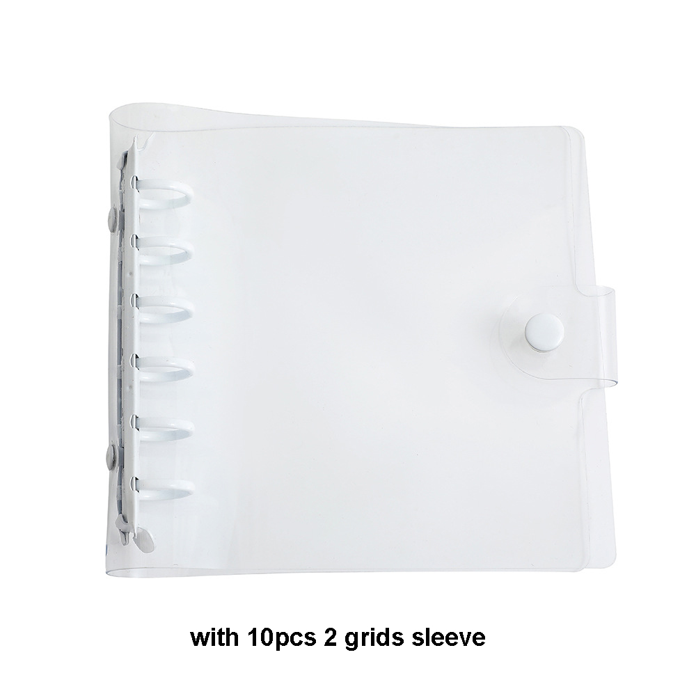 Square Loose Leaf Diary Notebook Photo Album 3 5 inch Photocard Holder DIY PVC Binder Goo Card Storage Book Korean Stationery: white clear