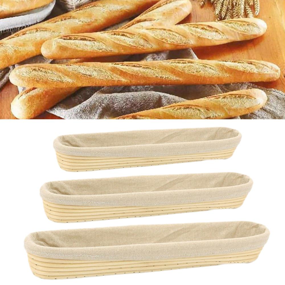 Baguette, fermentación, pan francés, cesta de mimbre a prueba de masa con cubierta de tela, es perfecta para la fermentación de masa baguette.