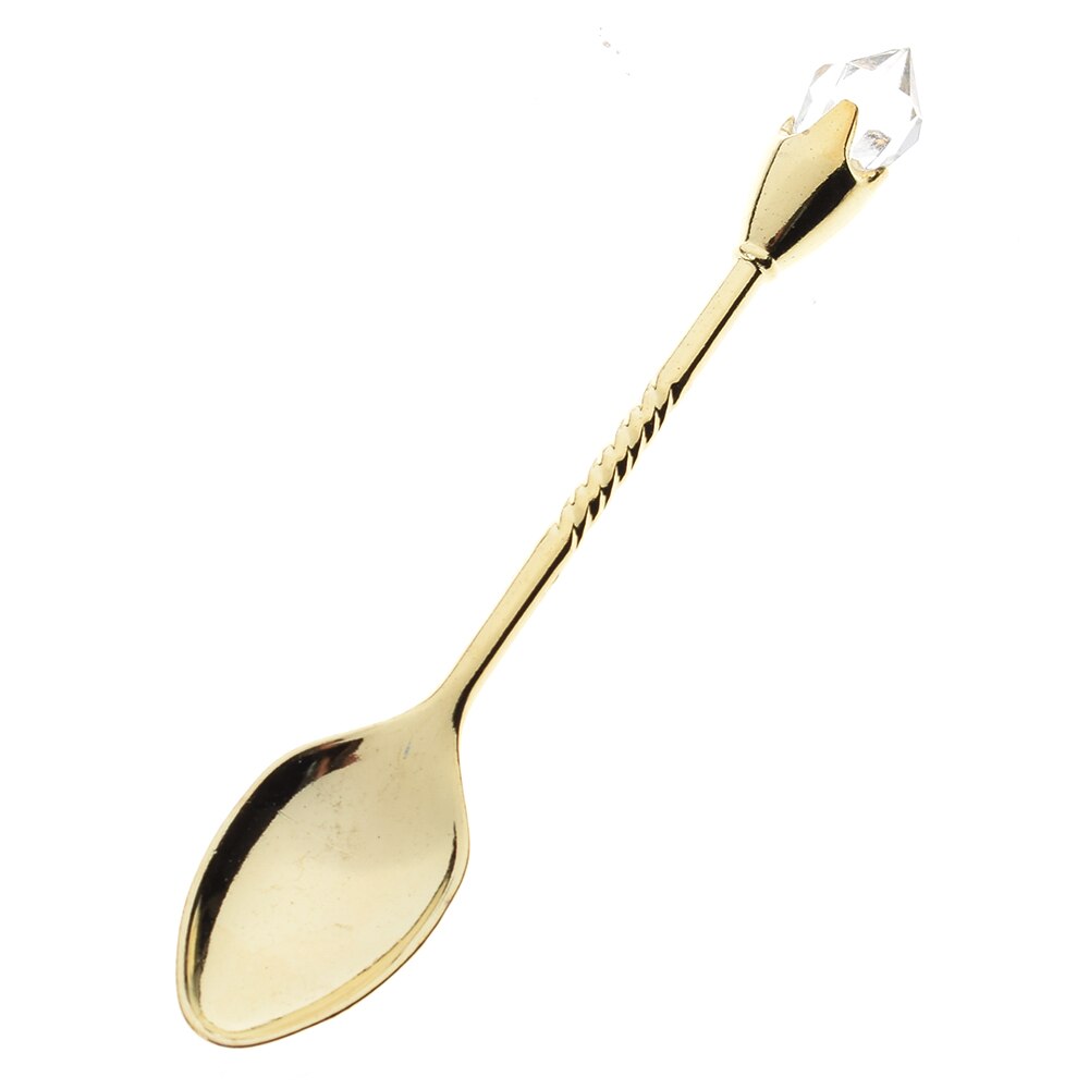 Vintage metal kaffeske steg omrøringsske teskefuld langt håndtag te ske dessert ske køkken bordservice: Guld