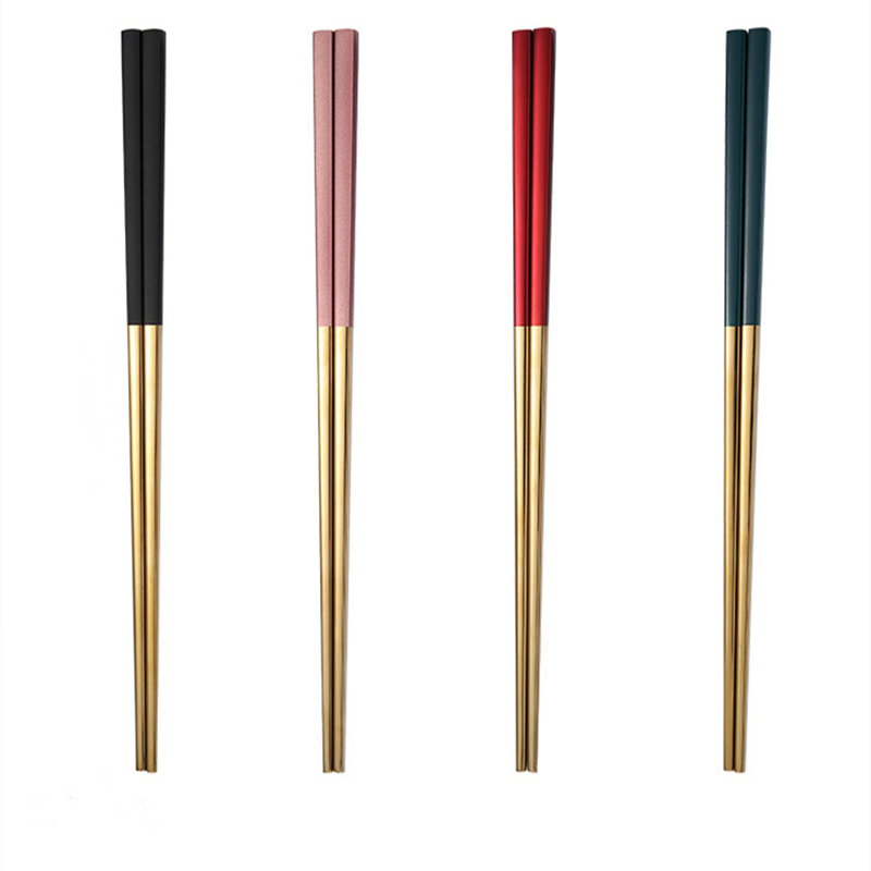 Luxury Metal Baguette Sticks Sushi Tableware Chinese Korean Chopsticks Home 304stainless Steel Chopsticks Japan Dinnerware
