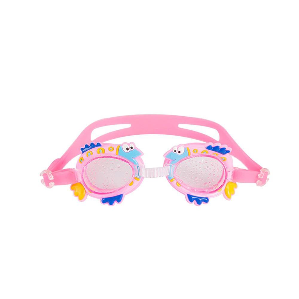 Svømmebriller tegneserie justerbar børn vandtæt anti-dug silikone svømmebriller briller udstyr: Lyserød